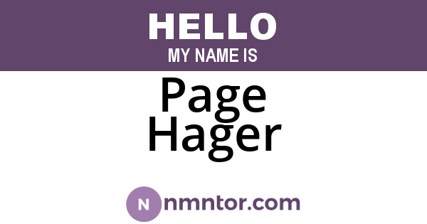 Page Hager