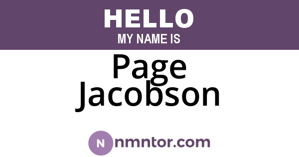 Page Jacobson