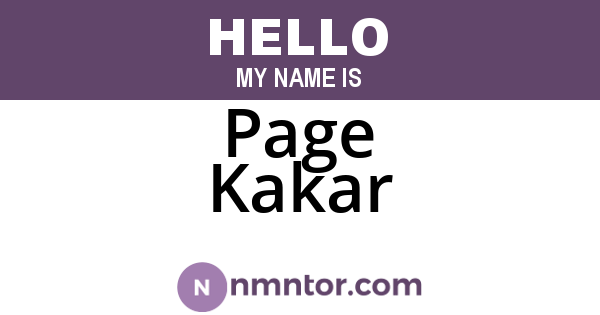 Page Kakar