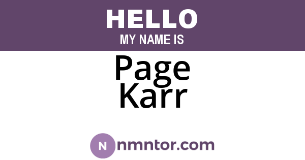 Page Karr