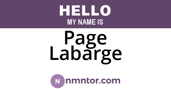 Page Labarge