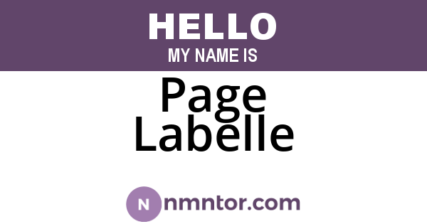 Page Labelle