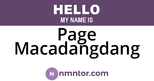 Page Macadangdang