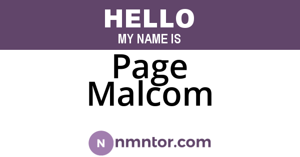 Page Malcom