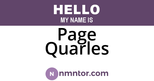 Page Quarles