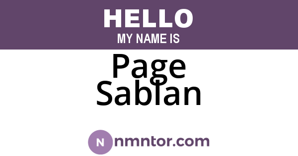 Page Sablan
