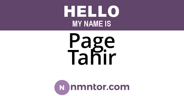 Page Tahir