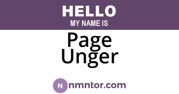 Page Unger