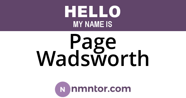 Page Wadsworth
