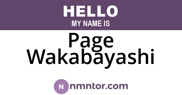 Page Wakabayashi