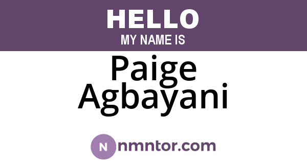 Paige Agbayani
