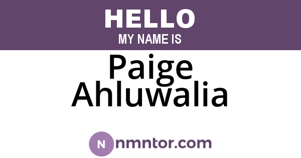 Paige Ahluwalia