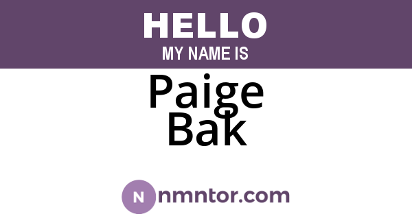 Paige Bak