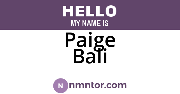 Paige Bali