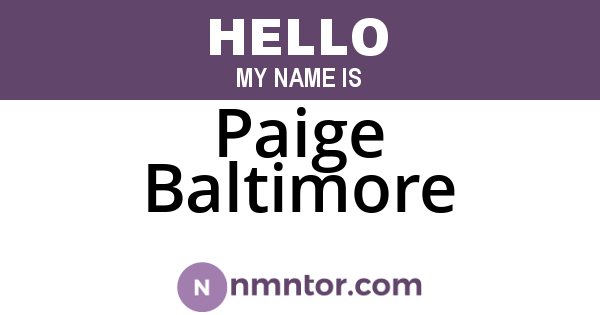 Paige Baltimore