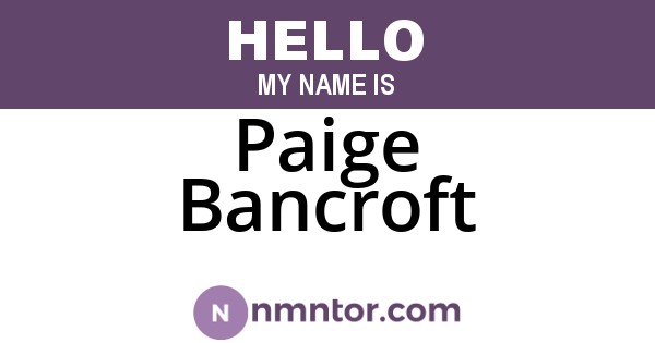 Paige Bancroft