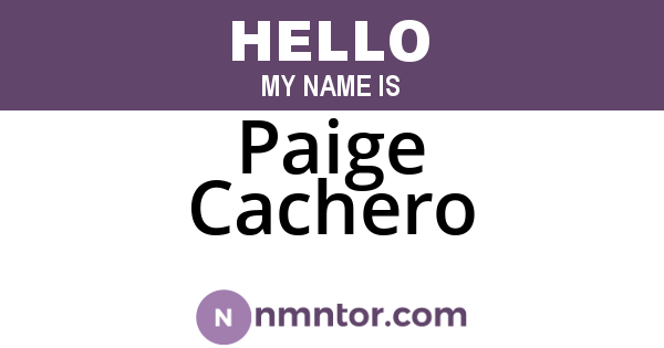 Paige Cachero