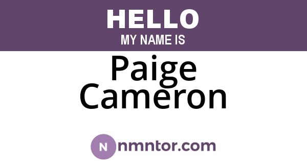 Paige Cameron