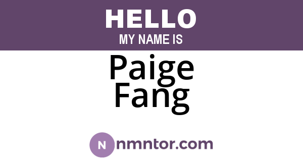 Paige Fang