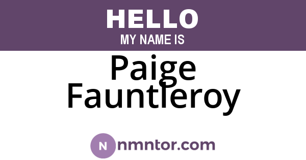 Paige Fauntleroy