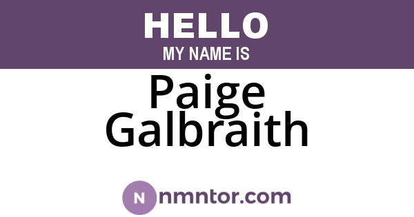 Paige Galbraith