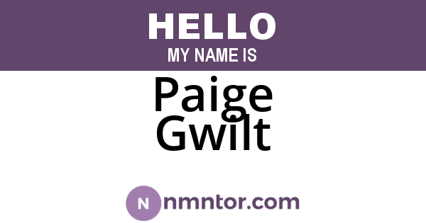 Paige Gwilt