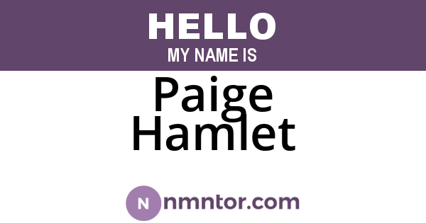 Paige Hamlet