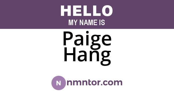 Paige Hang