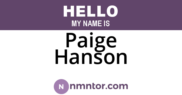 Paige Hanson