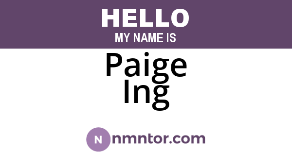 Paige Ing