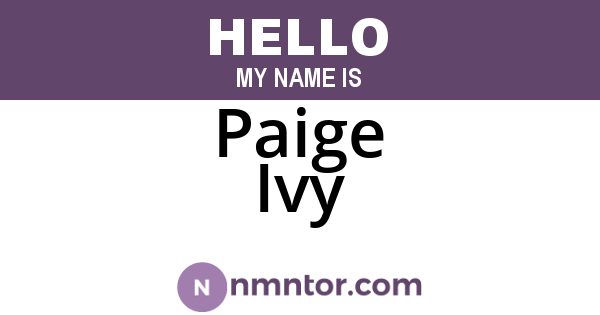 Paige Ivy