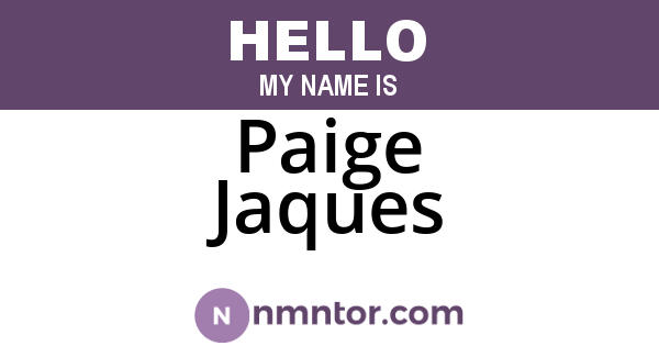 Paige Jaques