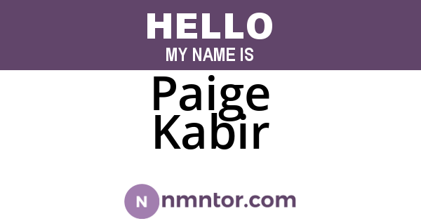 Paige Kabir