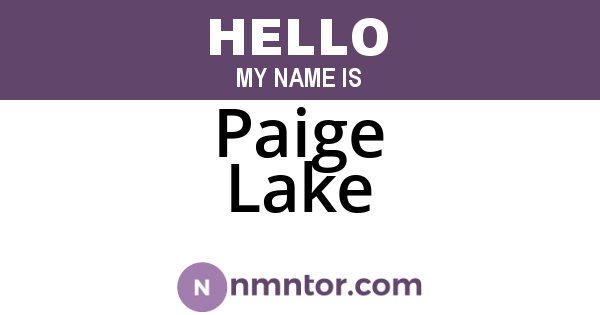 Paige Lake