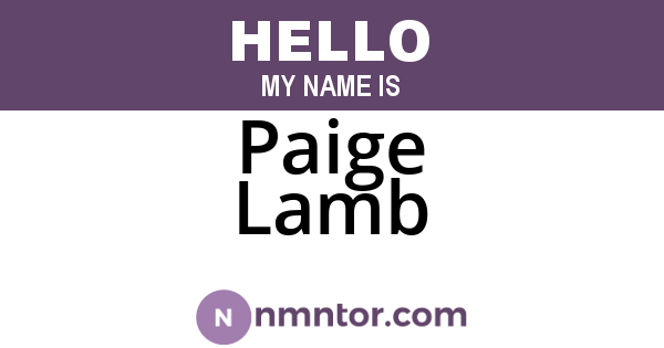 Paige Lamb