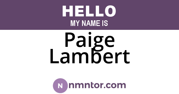 Paige Lambert