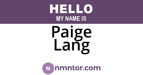 Paige Lang