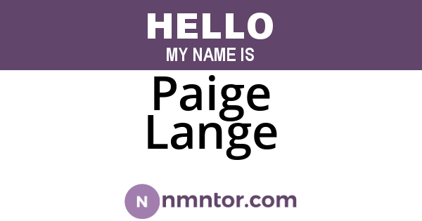 Paige Lange