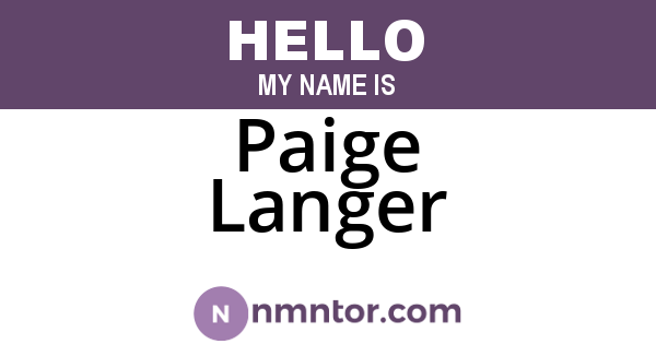 Paige Langer