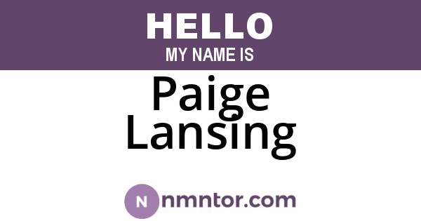 Paige Lansing
