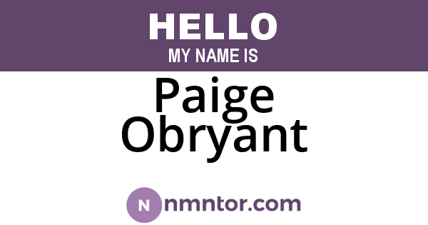 Paige Obryant