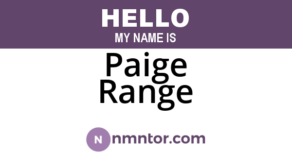 Paige Range