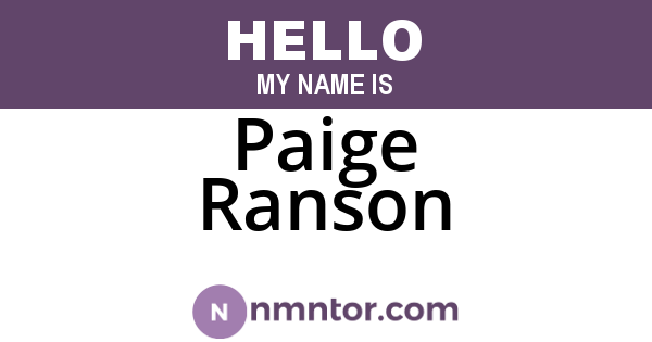 Paige Ranson