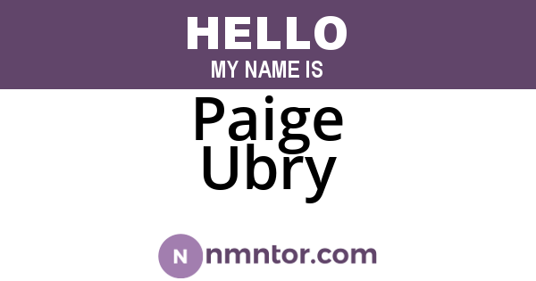 Paige Ubry