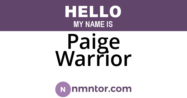 Paige Warrior