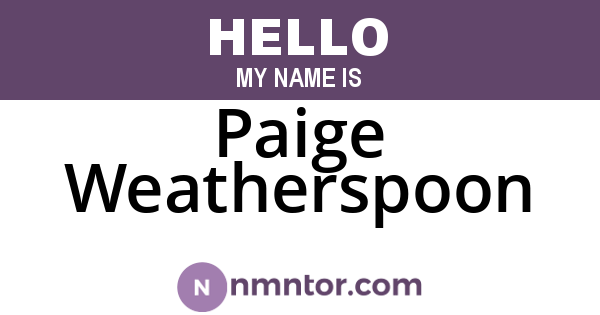Paige Weatherspoon