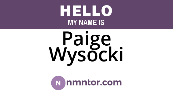 Paige Wysocki