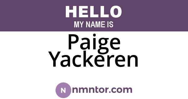 Paige Yackeren