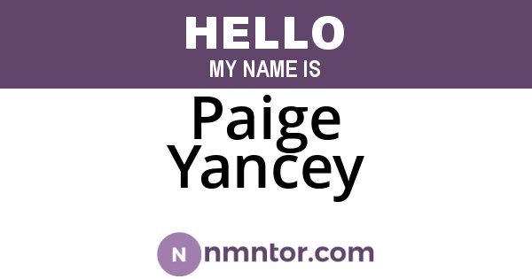 Paige Yancey