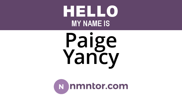 Paige Yancy